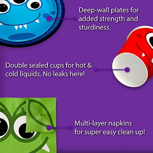 Mighty Monster Birthday Party Supplies Set Plates Napkins Cups Tableware Kit for 16 - Image 5