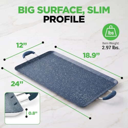 NutriChef Double Burner Griddle | Flat Top Griddle for Stove Top - Image 2