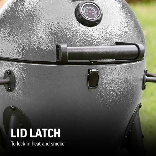 Char-Griller AKORN Jr. Portable Kamado Charcoal Grill and Smoker, Triple-Wall Insulated Steel with Cast Iron Grates and Locking Lid, 155 Sq. In. Cooking Area, Ash - Image 6