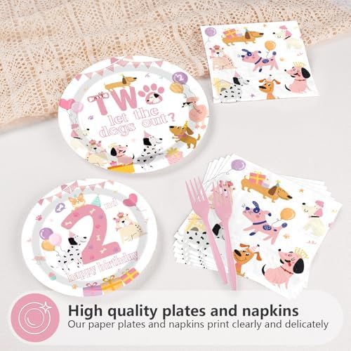 96Pcs Two Let the Dogs Out Party Decorations for Girls Puppy Serves 24 - Image 3