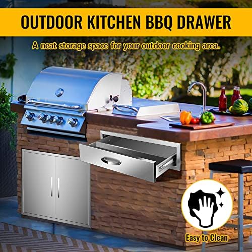 Outdoor Kitchen Drawers 30" W x 6.5" H x 23" D Built-in BBQ Drawer Stainless Steel Access Drawers for Outdoor Kitchen Island or Grill Station - Image 5