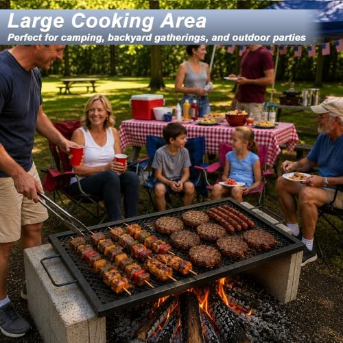 32 Inch Rectangle Fire Pit Grill Grate for Outdoor Campfire, Gathering - Image 4