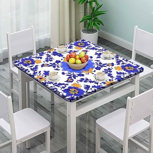 Wipeable Tablecloth, Mexican Talavera Pattern Printed on Washable Folding Table Square Cover, Use for Weddings Baby Showers Events, Fit for 40" x 40" Square Tables - Image 2