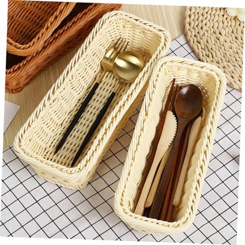 3 Piece Woven Cutlery Storage Basket for Bread Rolls - Image 4