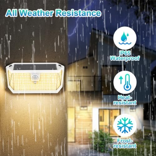 Brightever Solar Motion Sensor Outdoor Lights, 4000LM 344 LEDs Solar Outdoor Lights, IP65 Waterproof Exterior Flood Security Lights with 270° Wide Angle & 3 Modes for Patio Garage, 4-Pack White - Image 5