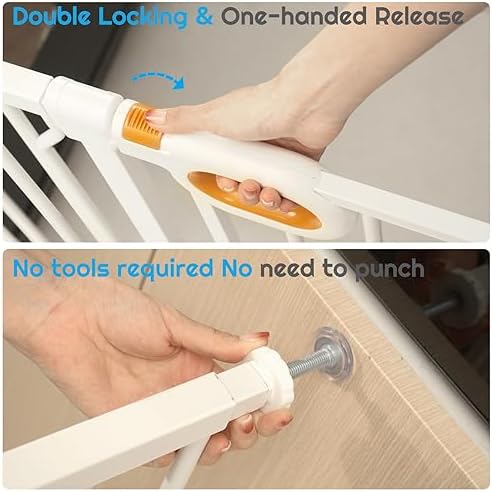 owlie 29-52 Inch Wide Baby Gate with Door for Stairs Doorways - Image 4