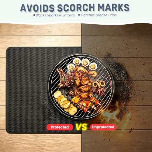 48"x30" Under Grill Mat, Fireproof Grill Mats for Outdoor Grill Deck Protector, Large Heat Resistant & Waterproof BBQ Mat, Reusable Floor Rug Pad for Blackstone, Smoker and Patio - Image 4