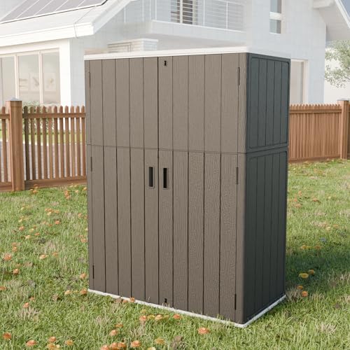 HOMSPARK Outdoor Storage Shed 57 Cu.Ft, All-Weather Resistant Resin Garden Sheds & Outdoor Storage Clearance with Floor, Double-Layer Plastic Tool Sheds for Patio, Garden & Lawn (Black) - Image 4