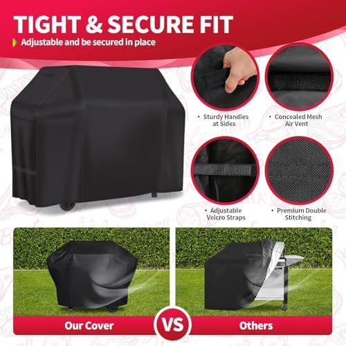 NEXCOVER Grill Cover - Heavy Duty BBQ Cover, 50 inch Waterproof Barbecue Cover, Weather Resistant, Fade Resistant, Rip-Proof, Anti-UV, Gas Grill Cover for Weber, Char Broil, Nexgrill Grills, Black - Image 5