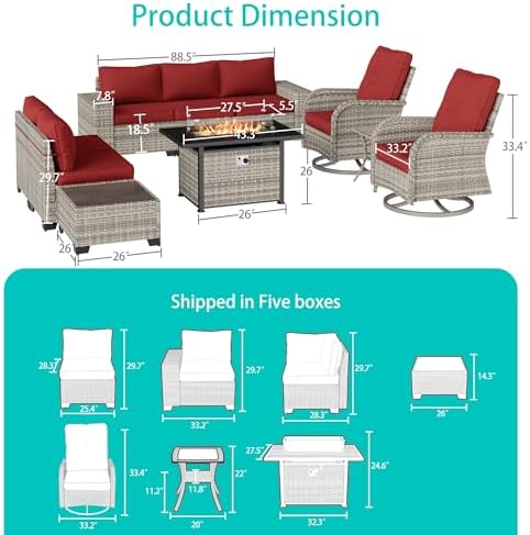 Outdoor Patio Furniture Set PE Wicker Rattan Outdoor Sectional Sofa - Image 3