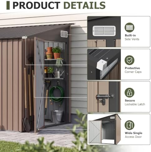 Aoxun 8x6 FT Lean to Outdoor Storage Shed with Sloping Roof - Image 5