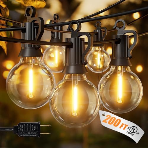 Outdoor String Lights, 200FT 100+2 G40 Bulbs Shatterproof Patio Lights by Brightown