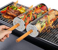 2PCS Nesting Grill Baskets with Removable Wooden Handles(11.8" x 3.9"), 304 Stainless Steel Rolling Barbecue Grill Mesh for Vegetables and Shrimp, BBQ Accessory Gifts for Men, BBQ Net Tube by HOMPER