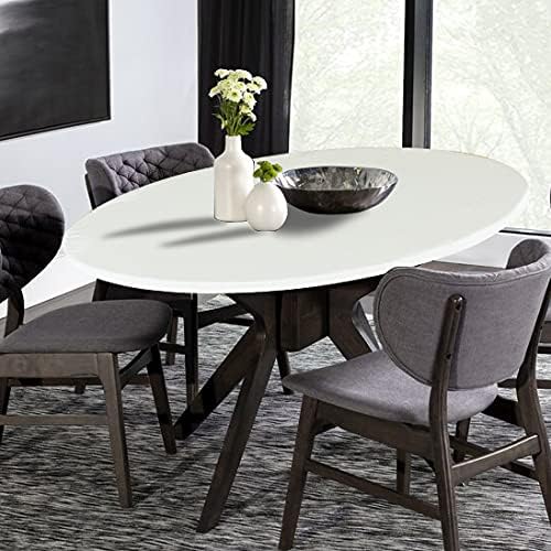 LUSHVIDA Round Tablecloth, Fitted Table Cloth for 36"-44" Tables, Ivory - Image 2