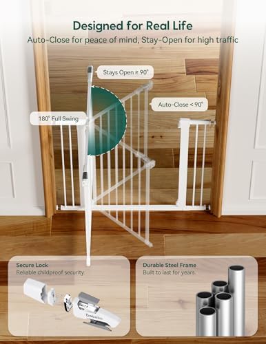 Babelio 29-55" Extra Wide Baby Gate, 36" Tall, PressGuard P7, White - Image 5