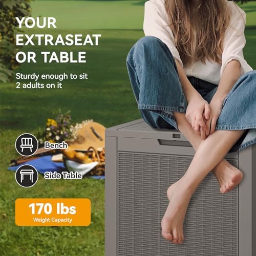 KAMABOKO 33 Gallon Outdoor Storage Box Waterproof Deck Box for Patio - Image 6