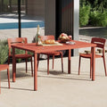 Costaelm Outdoor Dining Table for 6, Rectangular Metal Patio Table, 6-Person Weather Resistant Steel Slat Table for Lawn Garden Backyard, Red by Costaelm