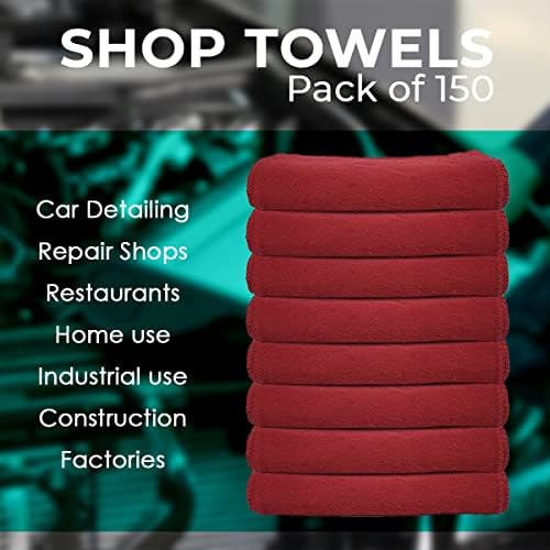 Avalon Towels Cotton Shop Rags – (Pack of 150) Size 12x14 Inches Cleaning Rags – Absorbent Shop Towels and Multipurpose Cleaning Towels for Automobiles, Industries, Garage and Homes (Red) - Image 7
