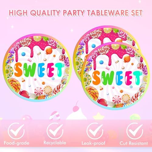 40Pcs Candyland Party Decorations Candy Paper Dessert Plates & Napkins - Image 3
