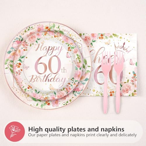 96Pcs 60th Birthday Decorations for Women, Serves 24 - Image 2