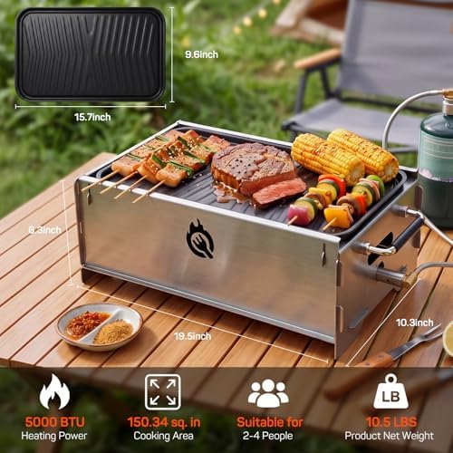 Stainless Steel Portable Tabletop Charcoal Grill, Foldable Camping Grill - Image 2