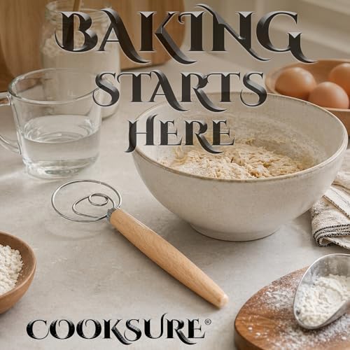 304 Danish Dough Whisk for Sourdough Bread – 13 Inch Bread Whisk with Wooden Handle – 304 Stainless Steel Hook for Heavy Dough Baking, Swedish Dough Whisk Tool - Image 3