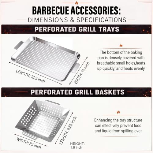 Grill Accessories Outdoor Grill Baskets Topper Trays, 2 Pack - Image 2