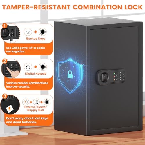 21.65"H Safe Box for Home | 3.8 cu ft Anti-Theft Safe with A4 Fireproof Bag - Image 6