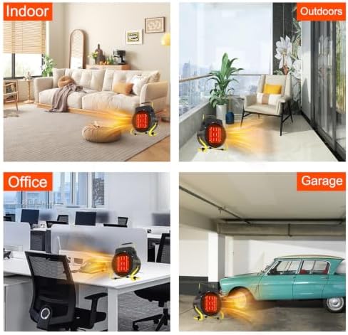 Outdoor Heater for Patio, 1500W Electric Garage Outdoor Heaters with 3 Modes, 3s Fast Heating, with Overheat Protection, Electric Space Heaters for Patio, Garage, Greenhouse, Office - Image 6