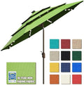 EliteShade USA 10-Year-Non-Fading 9ft 3-Tier Market Patio Umbrella, Commercial Table Umbrella with 80 Solar LED Lights, Crank Open, Windproof & UPF 50+ UV Protection for Garden, Deck, Pool, Backyard, Macaw Green by EliteShade