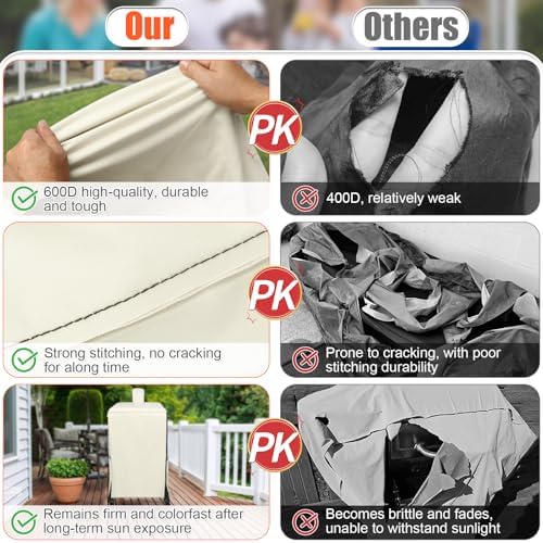 QuliMetal Vertical Smoker Cover for Pit Boss 4/5/7 Series Vertical Smokers, PBV4PS1, PBV5PW1, PBV4PS2, PBV5P1, 600D Waterproof Fade Resistant Grill Cover with Zipper Design for Pitboss 73550, Beige - Image 4