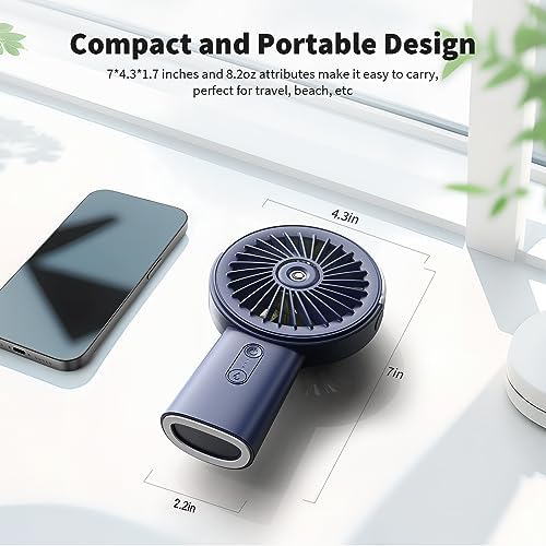 Otlonpe Handheld Misting Fan Portable, Small Personal Hand Held Rechargeable Mist Fan Water Spray, 4000mAh Battery Operated Hand Mister Fans 3-Speed, 4-15 Hrs Runtime for Travel Home Office Outdoor - Image 6