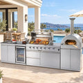 108,000 BTU Modular Outdoor Kitchen,125" Stainless Steel Propane Grill with Built-In Pizza Oven,Standalone Side Burner,Rotisserie,Refrigerator,Granite Countertop,Storage Drawers & Cabinets. by Unknown