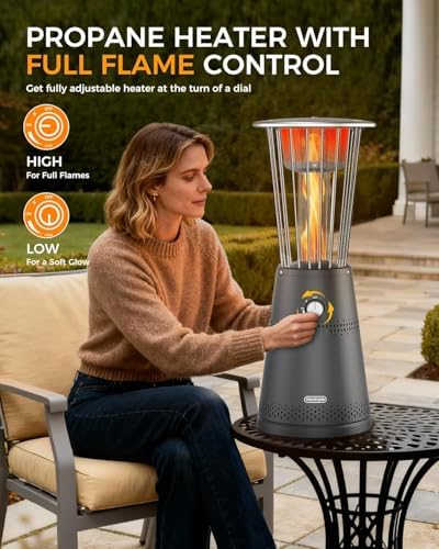 Tabletop Heater Patio Heater, 11,000 BTU Propane Patio Heater for Commercial, Balcony & Porch, Quartz Glass Tube, Portable Small Heater For Outdoor Use - Grey - Image 5