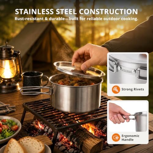 aiGear Upgraded Nonstick Camping Cookware with Pot Pan Kettle Cutlery - Image 4