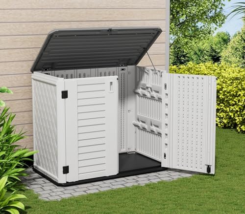 ZZM 4x2.5 FT Outdoor Storage Shed, Resin Waterproof Storage Cabinet for Garden Tools with Lockable Lid,Latch (White) - Image 3