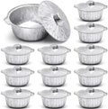 Ziliny 12 Pcs Disposable Aluminum Pot with Lid Round Foil Pans Disposable Cookware Food Container for Vacation Trips Camping Baking Heating Cooking (33.8 oz) by Ziliny