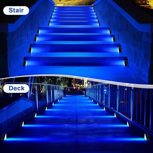 AUDLES LED Solar Step Lights Waterproof Outdoor Stair Lights, Solar Deck Lights Outdoor Decor IP67 Solar Decoration Lights for Yard (Blue Color, 8 Pack) - Image 5