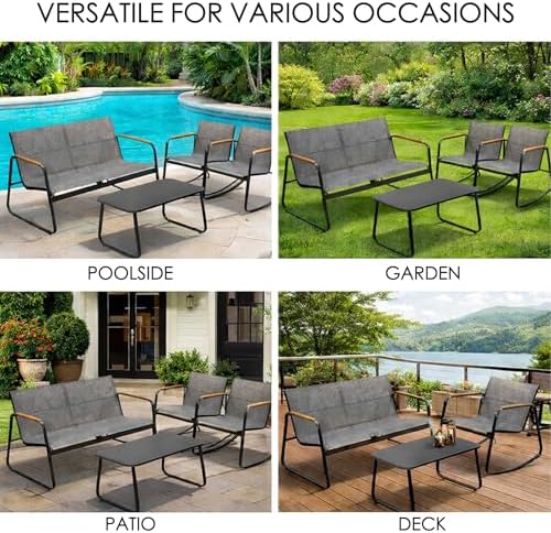 Kozyard 4-Piece Outdoor Patio Furniture Set with Textilene Chairs - Image 6