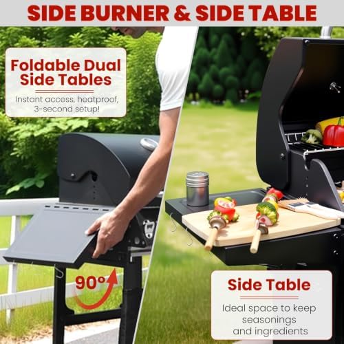 2-Burner Propane Gas Grill with Side Burner, Lid and Hooks - Image 4