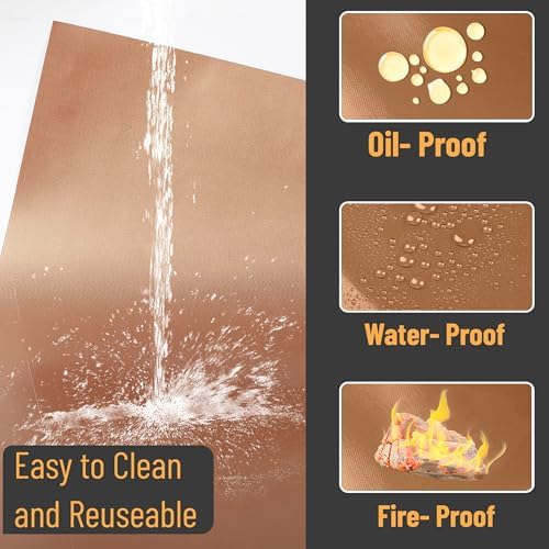 UNCO- Copper Grill Mats for Outdoor Grill, 13" x 15.8", 7 Pack, Nonstick Reusable Grilling Mats for Outdoor Grill, BPA and PFOA Free with PTFE-Fiberglass Coating - Image 4
