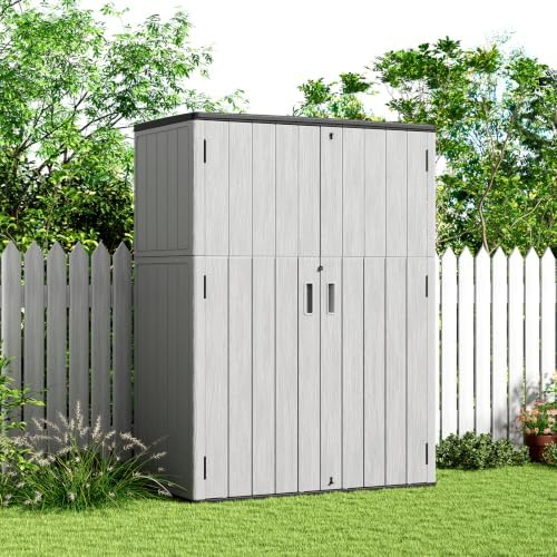 KINYING Outdoor Storage Shed,57Cu.ft Resin Vertical Outdoor Storage Cabinet - Image 5