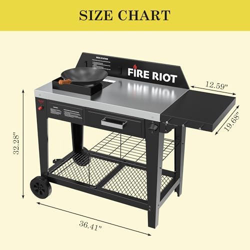 50,000BTU Outdoor Wok Station with Wheels,12.59” Steel Wok, Storage Drawer - Image 3