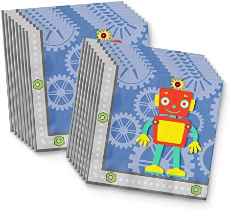 Robot Birthday Party Supplies Set Plates Napkins Cups Tableware Kit for 16 - Image 4