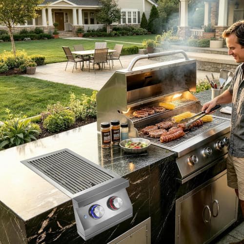 Double Side Burner for Outdoor Kitchen, 2x17,000BTU Natural Gas Side Burner - Image 6