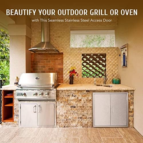 CO-Z Outdoor Kitchen Doors, 24" W x 24" H Weatherproof Built in 304 Stainless Steel Double Access Doors for Outside Kitchen Commercial BBQ Island Grilling Barbeque Oven Grill Storage Cabinet Door - Image 7