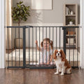 Mumeasy 36-58" Extra Wide Baby Gate for Stairs, 30" Tall Walk Through Dog Gate for Doorways & Hallways, Auto Close Pressure Mounted Safety Gate for Toddlers & Pets, Dual Swing Child Gate Indoor, Black by Mumeasy-FocusonBabyPetSafetyGate