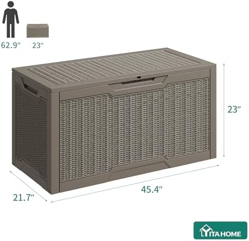 YITAHOME 100 Gallon Large Resin Deck Box Outdoor Storage Boxes for Patio - Image 5