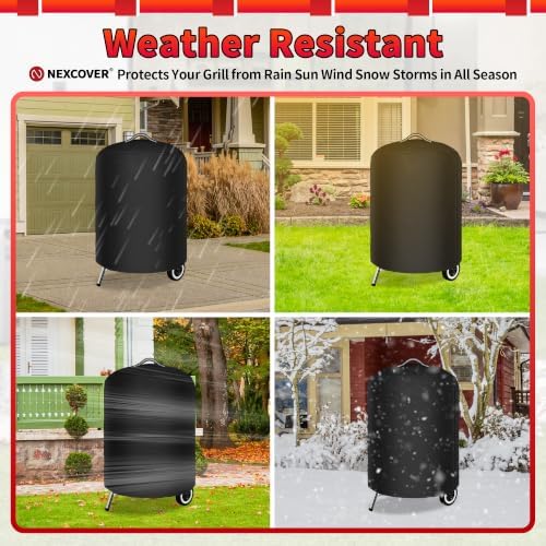NEXCOVER Kettle Grill Cover-26.5 Inch Charcoal BBQ Smoker Cover Round for Barbecue, Fade & UV Resistant Small Waterproof Weather Resistant Material for Weber 22" Charcoal Grill - Image 7