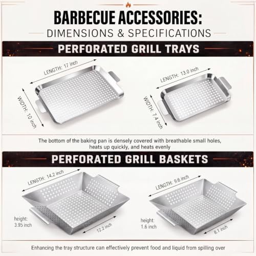 Grill Accessories Outdoor Grill Baskets Topper Trays, 4 Pack - Image 2